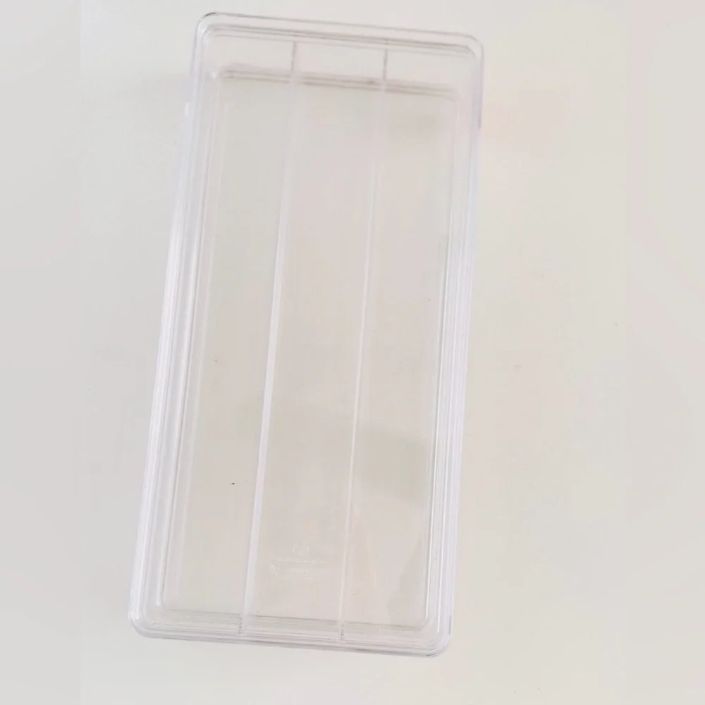 BoxBox Clear Acrylic Long 3 Compartment Makeup Jewelry Organizer Box w Lid! 11”